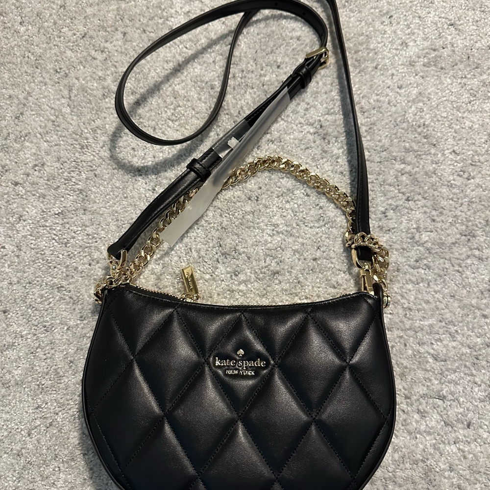 Kate Spade Quilted Black and Gold Crossbody Bag